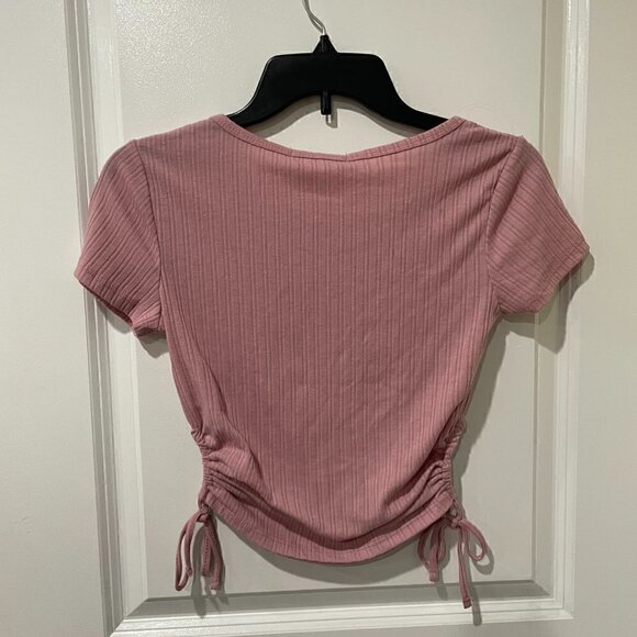Pink Rose Side Shirring Crop Top - Picture 5 of 5